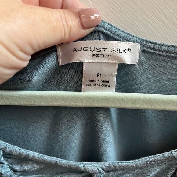 August Silk Sky Blue Ruched & Gathered Top sz PL - Picture 5 of 6